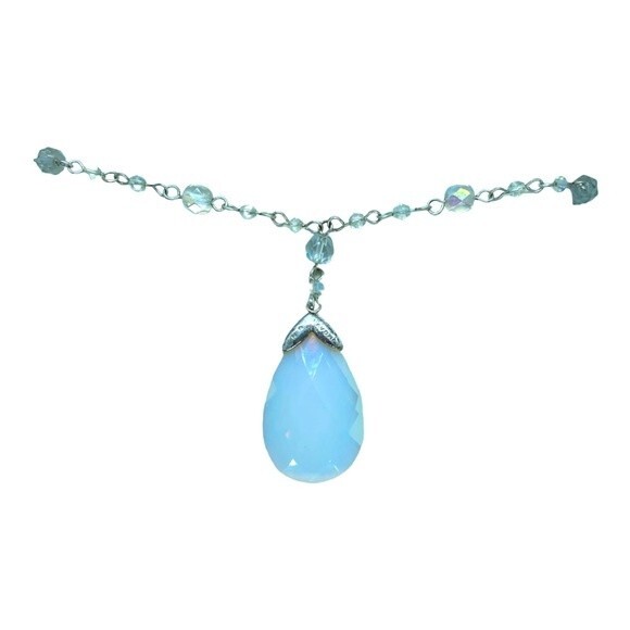 AVON Iridescent Blue Teardrop Silver-tone Necklace - Picture 5 of 5